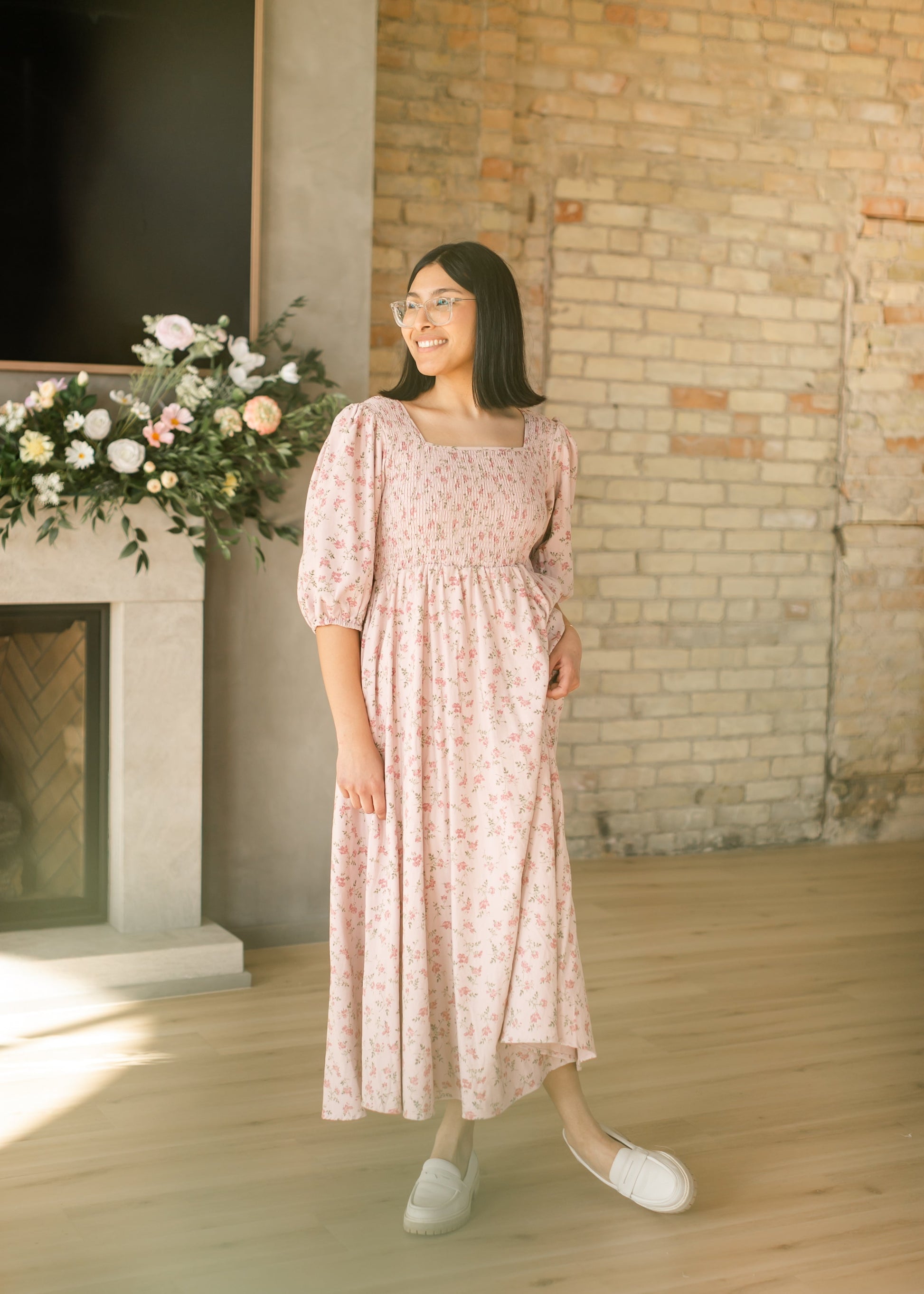 Kayleen Smocked Bodice Floral Maxi Dress IC Dresses