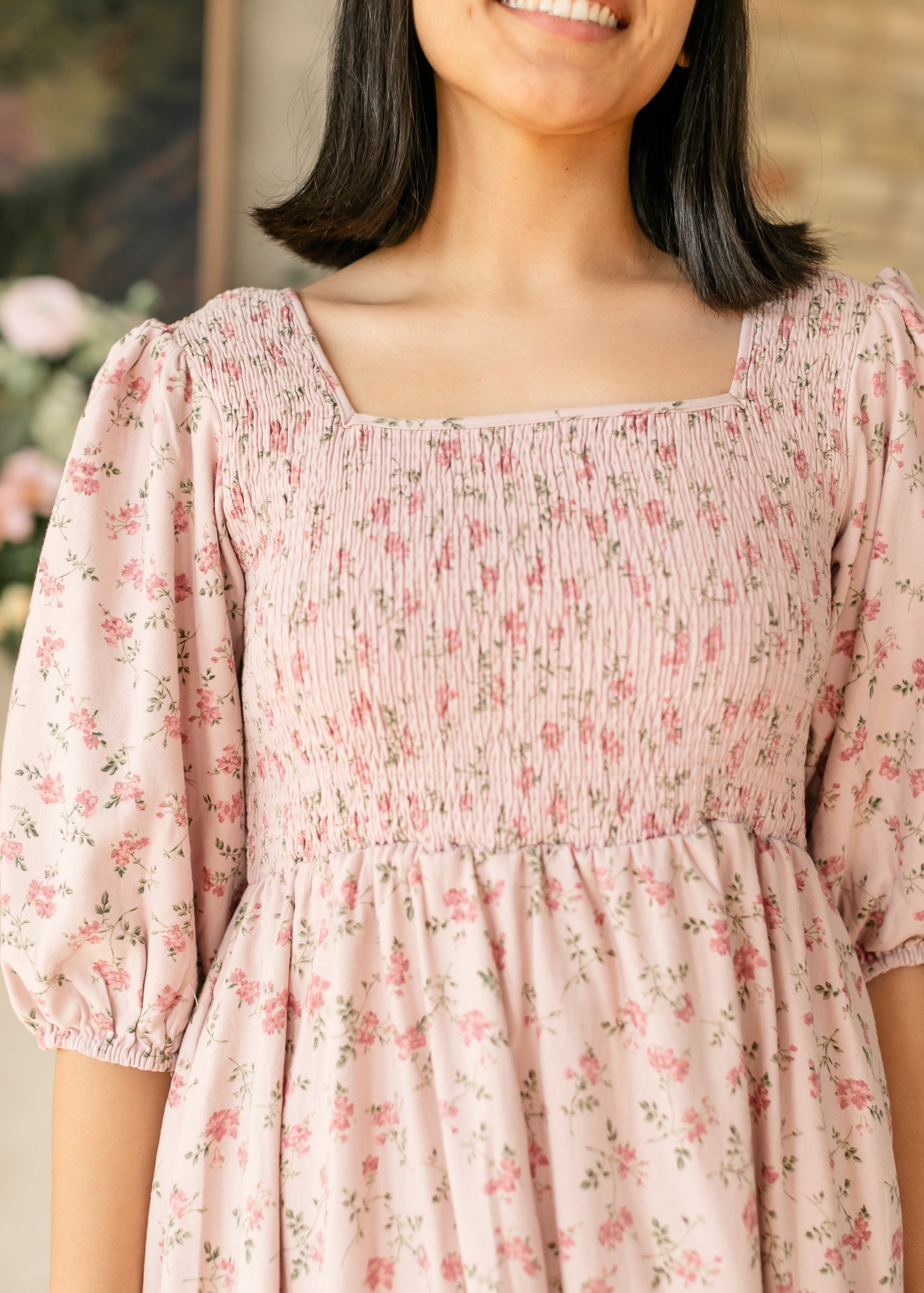 Kayleen Smocked Bodice Floral Maxi Dress IC Dresses