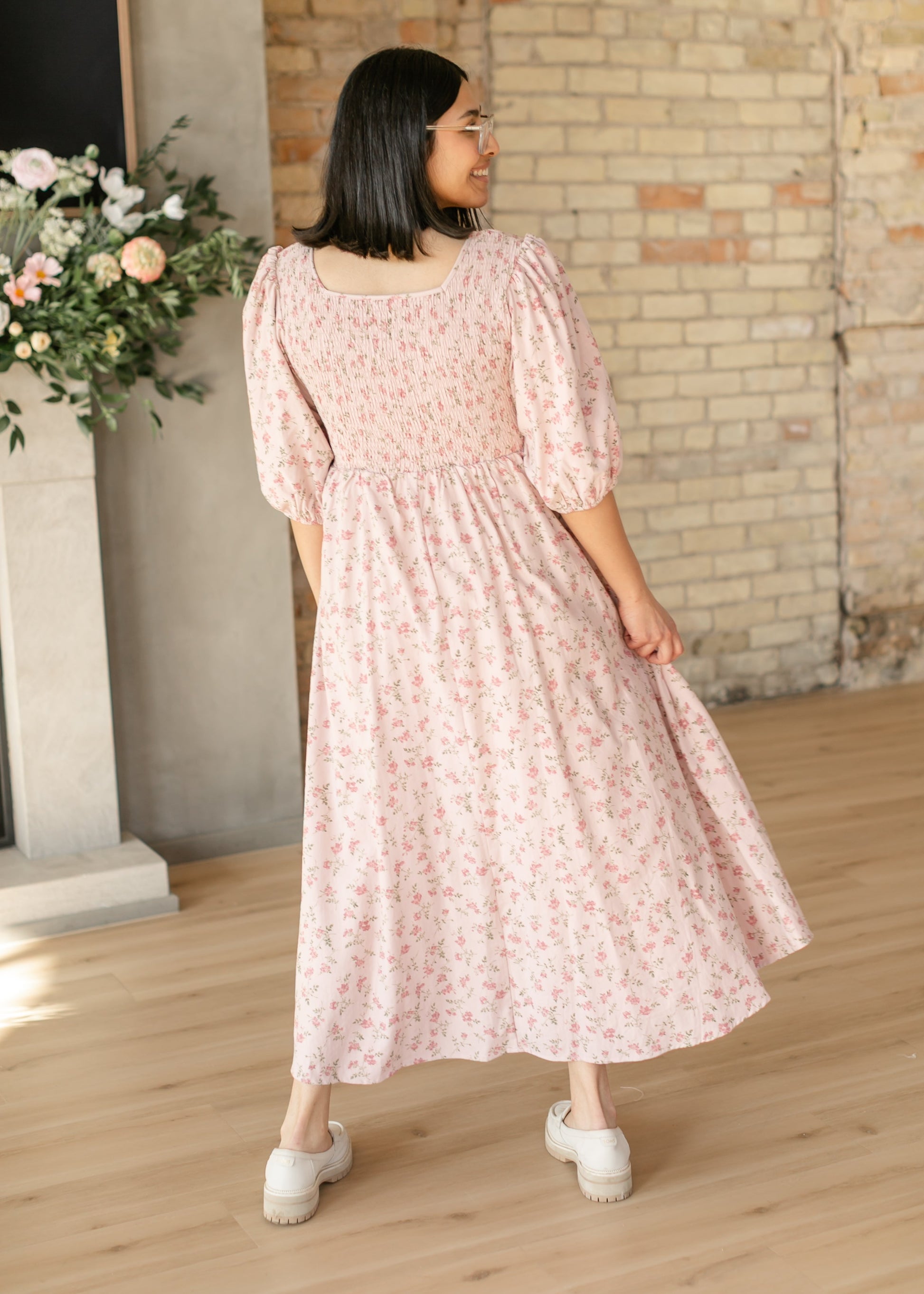 Kayleen Smocked Bodice Floral Maxi Dress IC Dresses