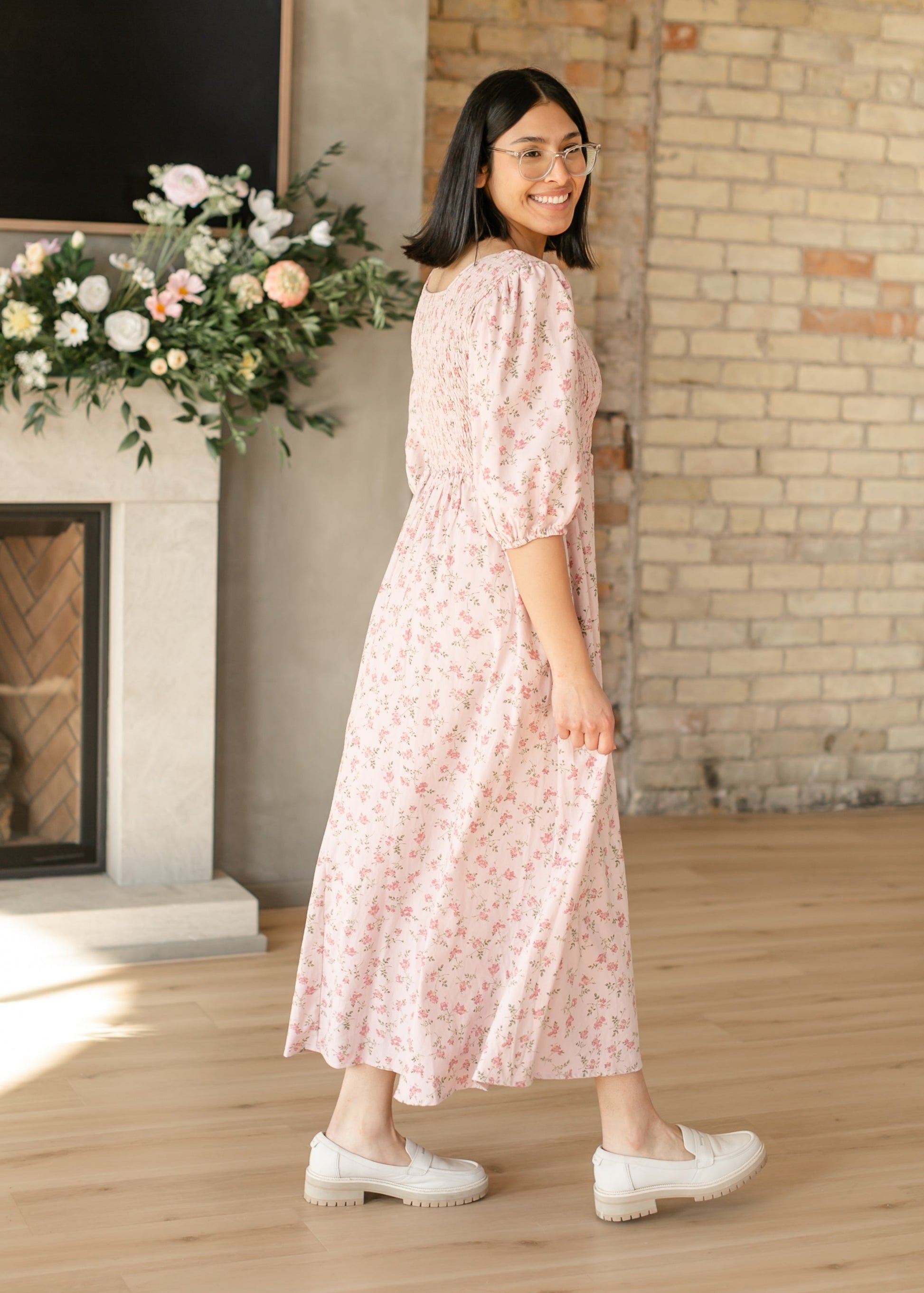 Kayleen Smocked Bodice Floral Maxi Dress IC Dresses