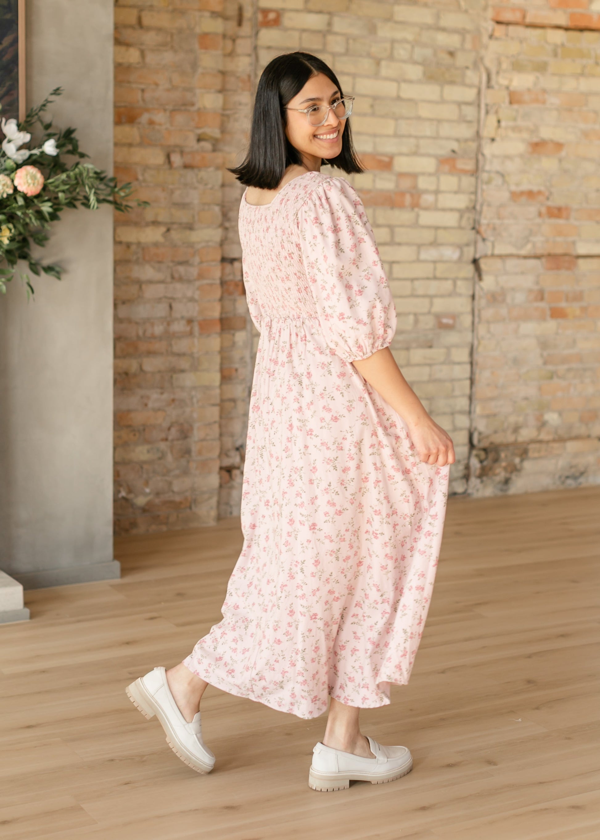 Kayleen Smocked Bodice Floral Maxi Dress IC Dresses