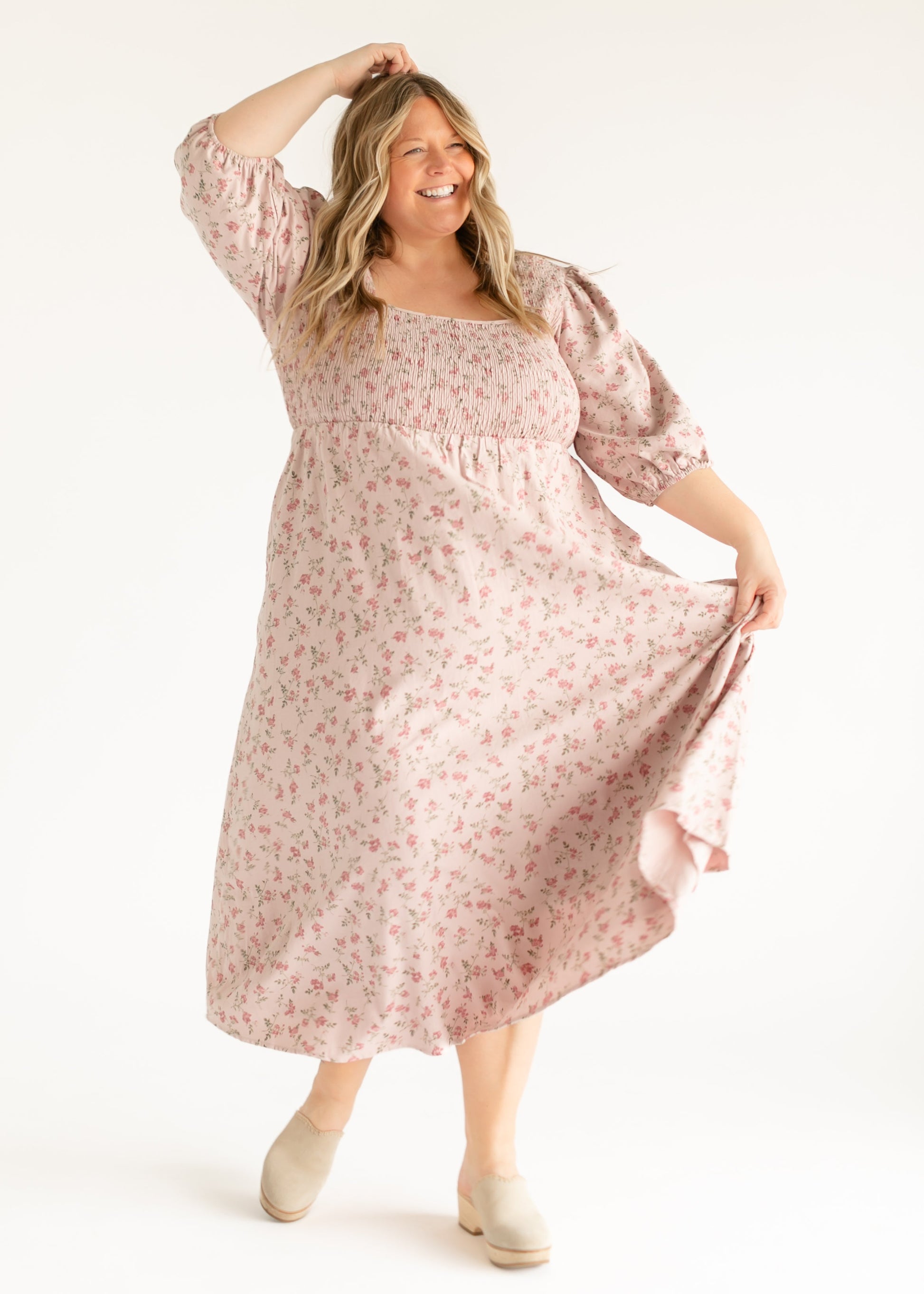 Kayleen Smocked Bodice Floral Maxi Dress IC Dresses