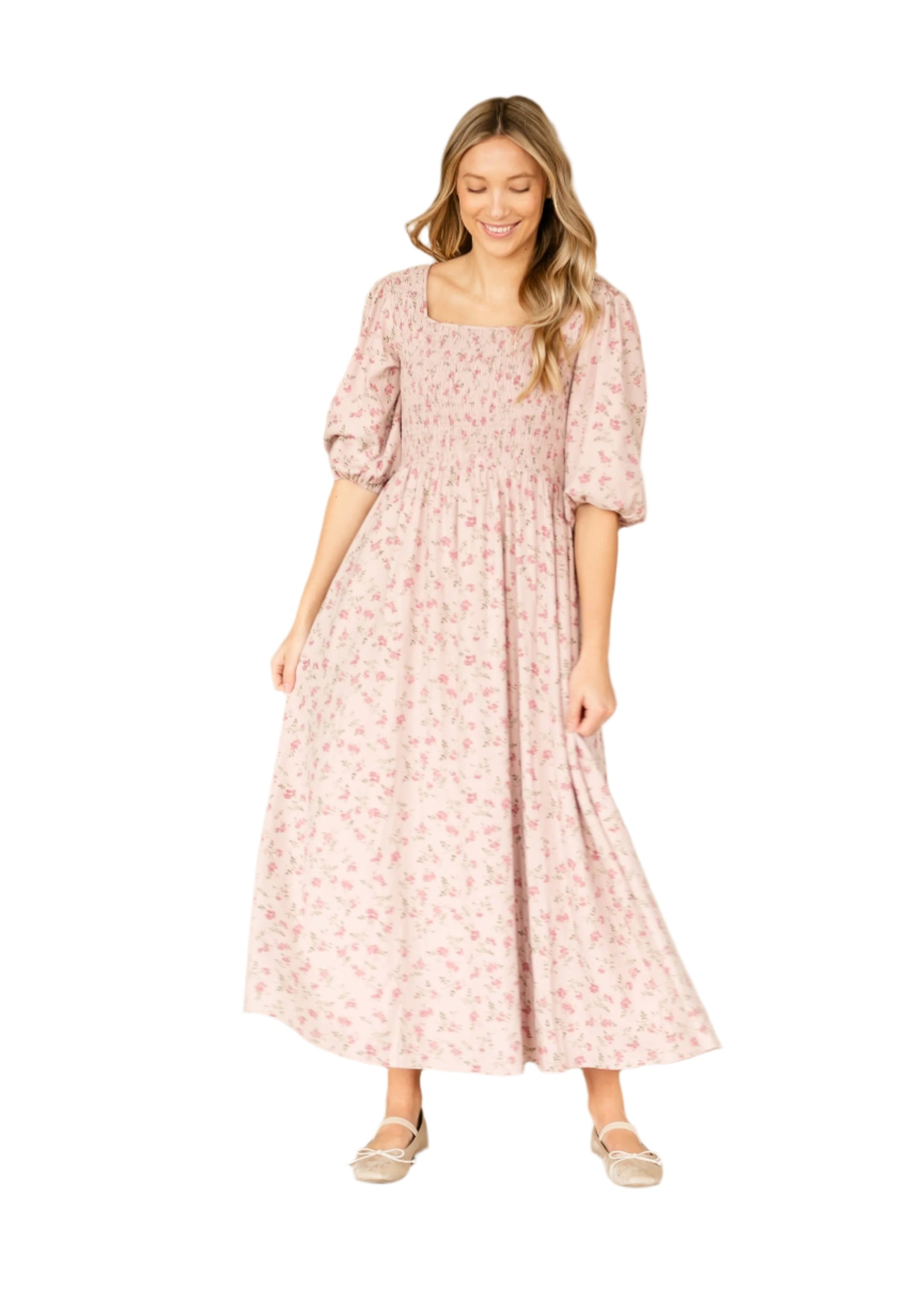 Kayleen Smocked Bodice Floral Maxi Dress IC Dresses