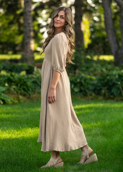 Kayleen Smocked Bodice Gauze Dress FF Dresses