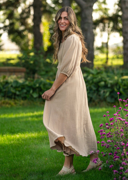 Kayleen Smocked Bodice Gauze Dress FF Dresses