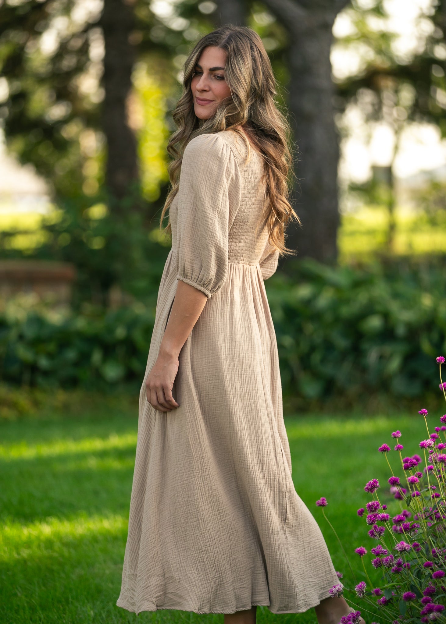 Kayleen Smocked Bodice Gauze Dress FF Dresses