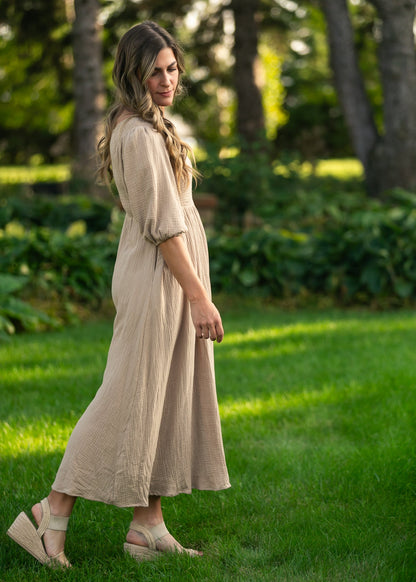 Kayleen Smocked Bodice Gauze Dress FF Dresses