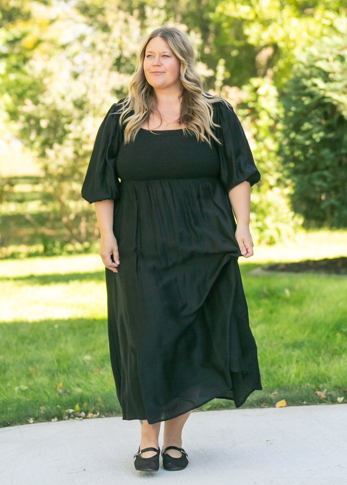 christian apparel kayleen modest maxi dress product info and reviews Kayleen Smocked Bodice Maxi Dress