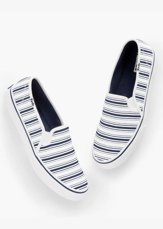 Keds® Double Decker Navy Stripe Canvas Sneakers Shoes
