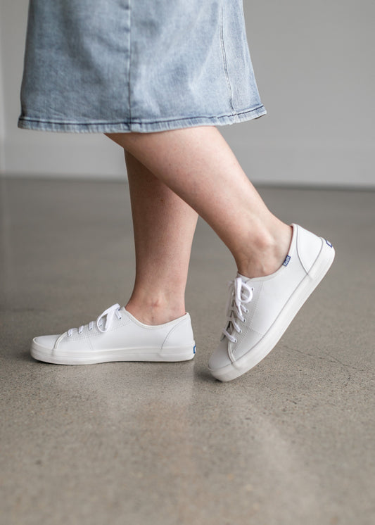 Keds® Kickstart White Leather Sneaker Shoes