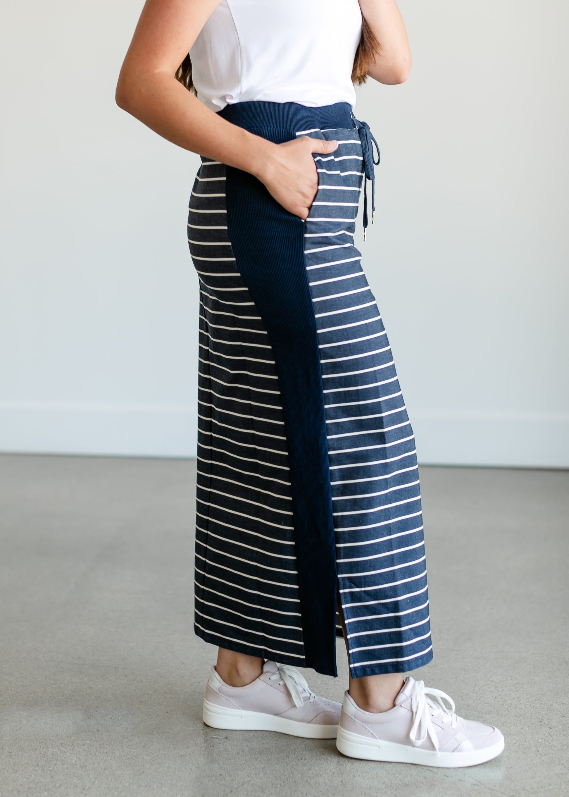 Kelly Navy Stripe Drawstring Skirt IC Skirts