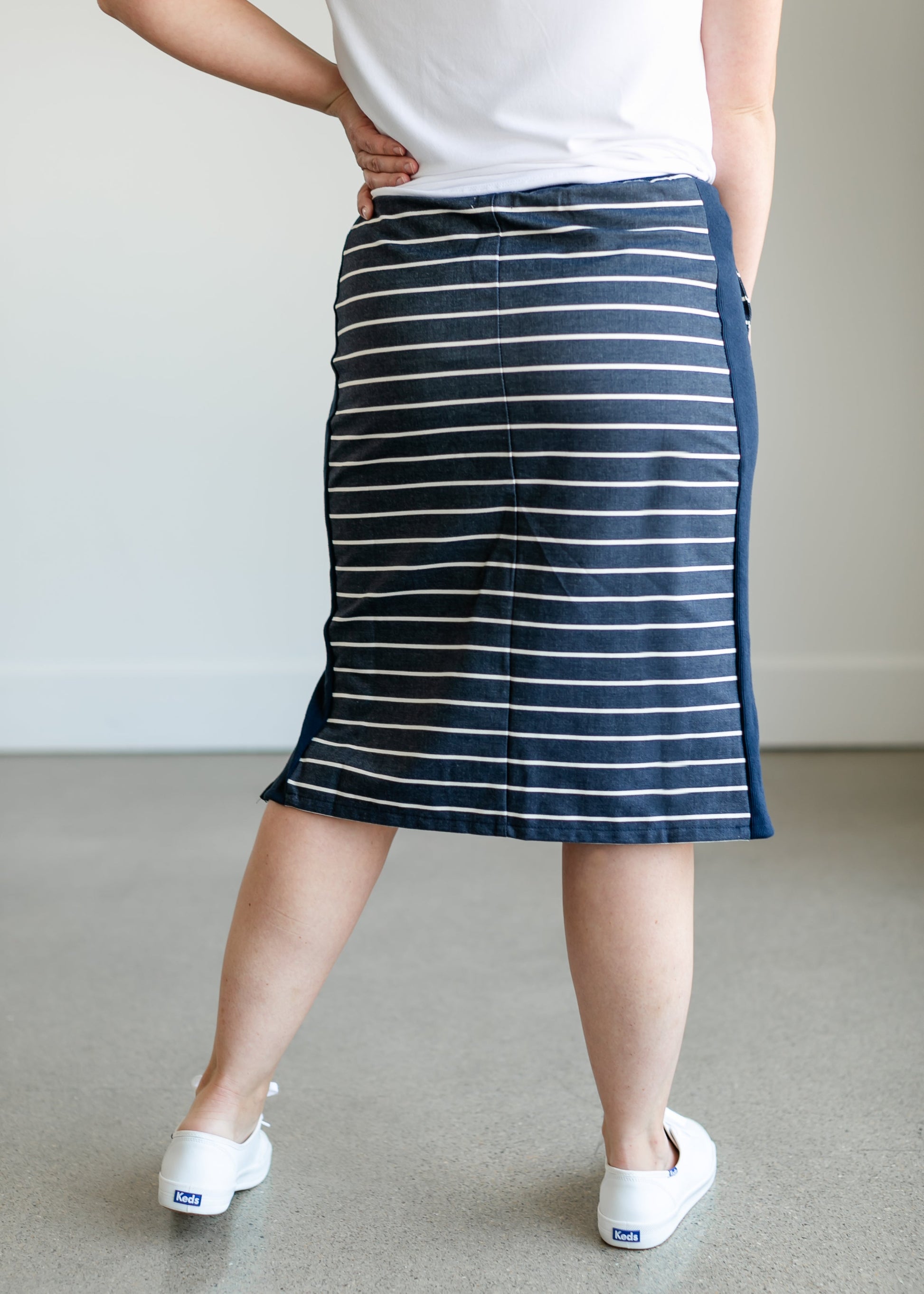 Kelly Navy Stripe Drawstring Skirt IC Skirts