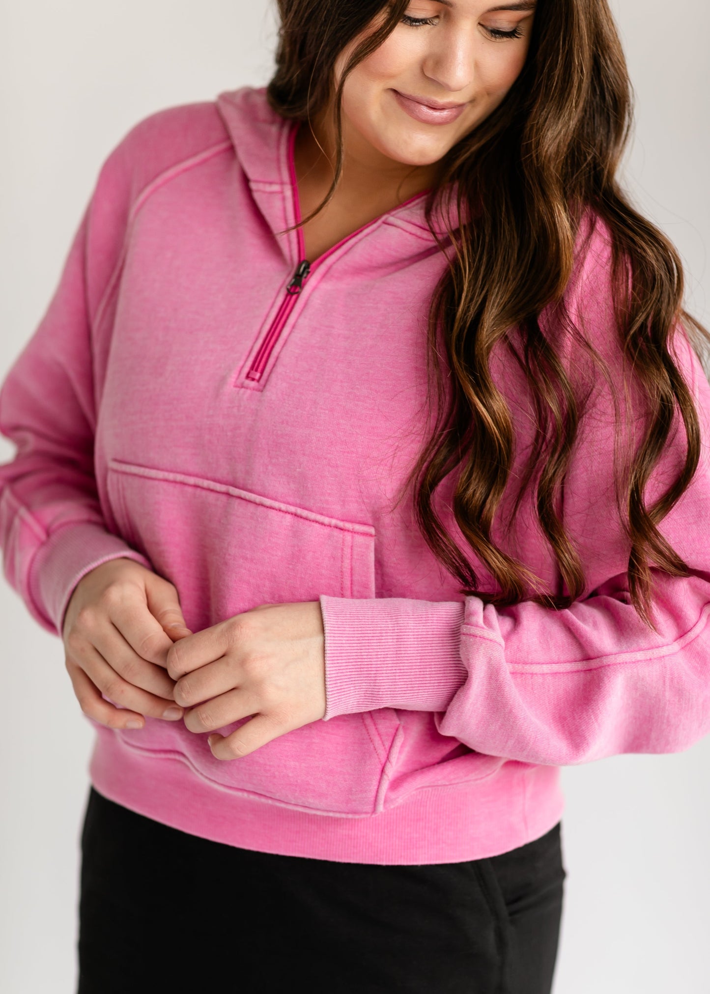 Kendall Quarter Zip Pullover IC Tops Fuchsia Pink / XS