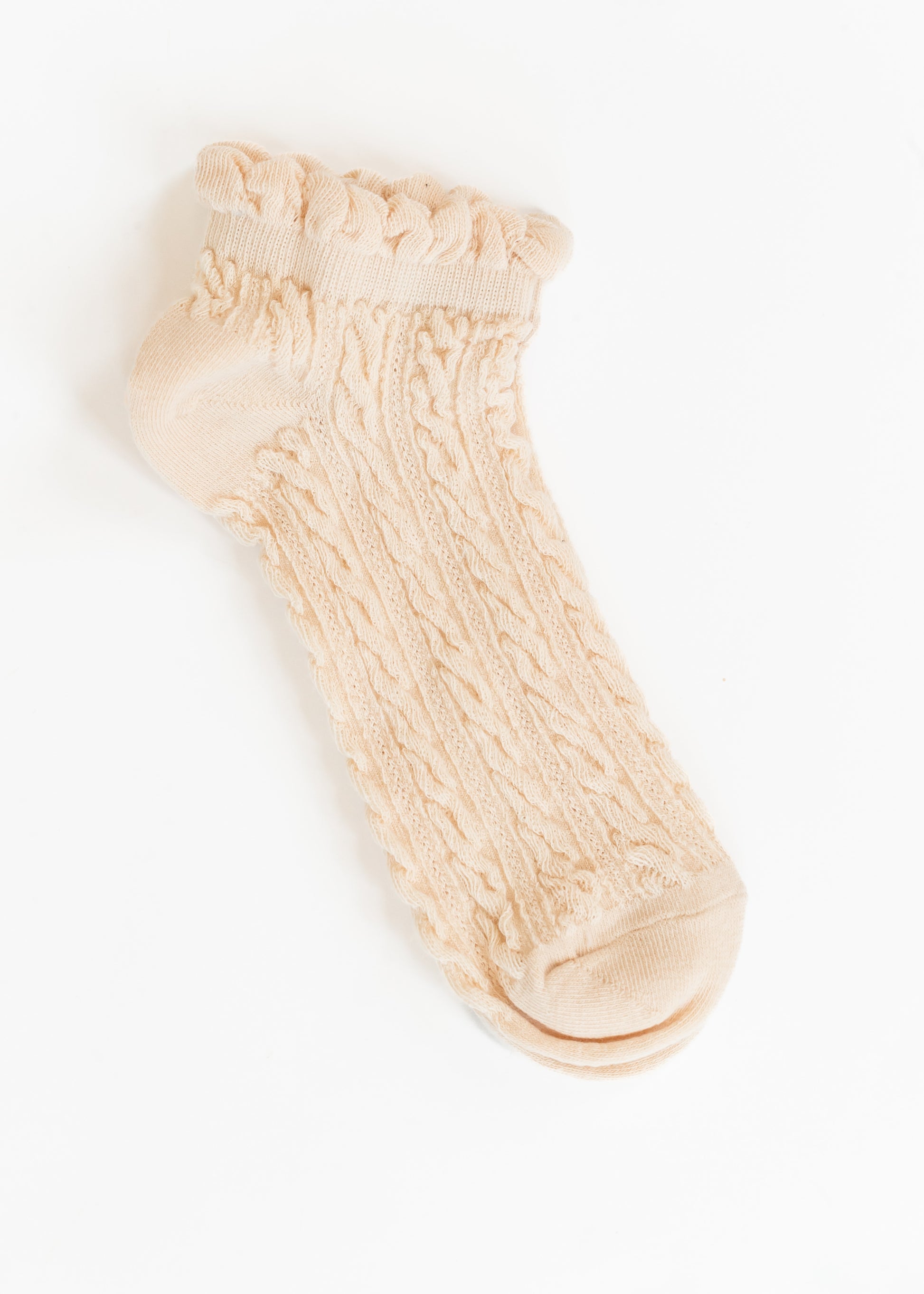 Khaki Retro Ruffle Ankle Socks Accessory