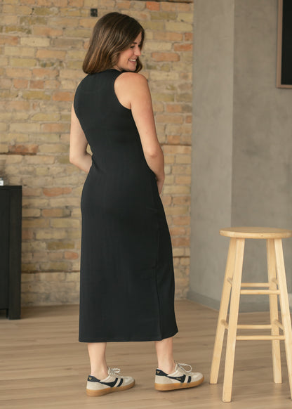 Kinzie Black Striped Knit Midi Dress IC Dresses