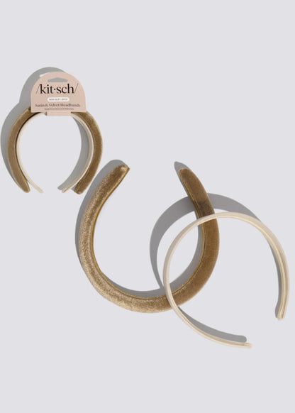 Kitsch™ Recycled Fabric Satin & Velvet Headbands 2 pc Accessory