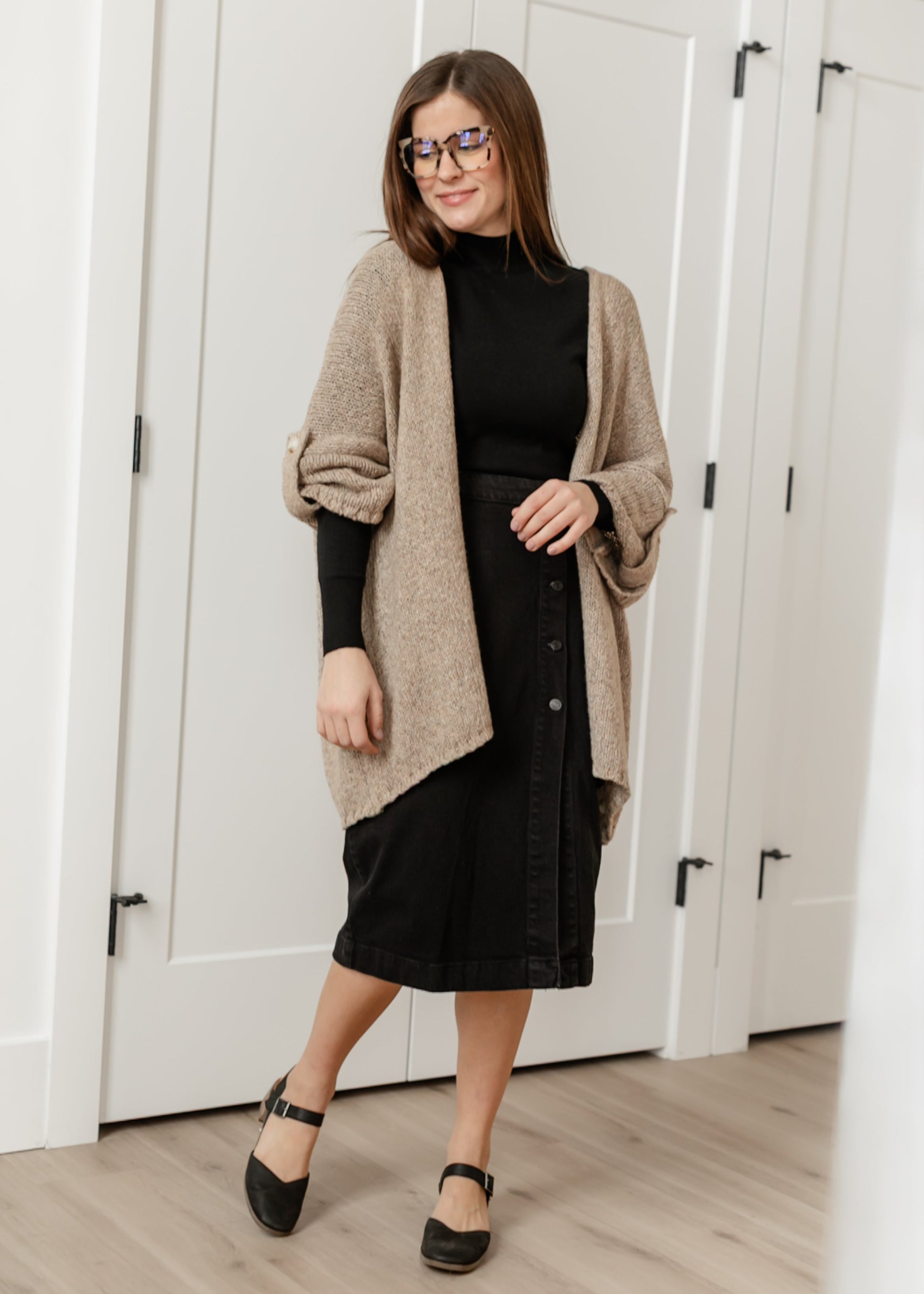 Knit Button Detail Open Cardigan FF Layering Essentials