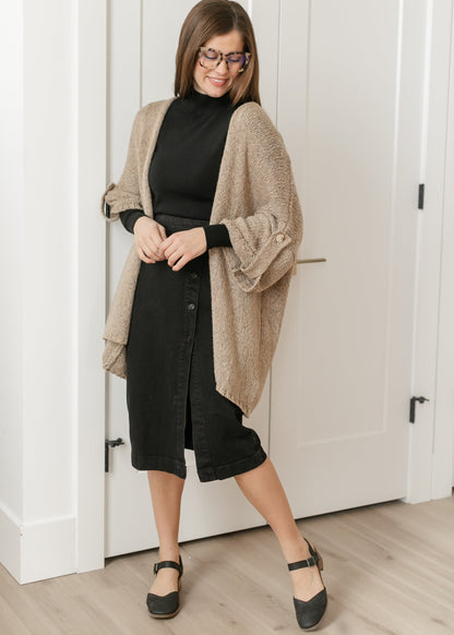 Knit Button Detail Open Cardigan FF Layering Essentials