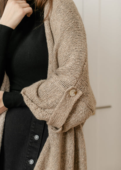 Knit Button Detail Open Cardigan FF Layering Essentials