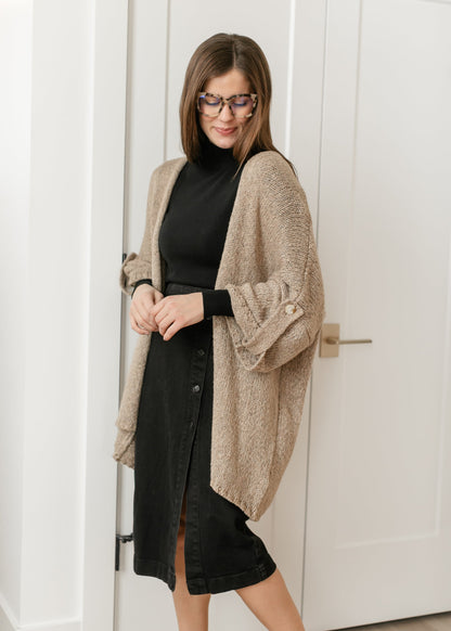 Knit Button Detail Open Cardigan FF Layering Essentials