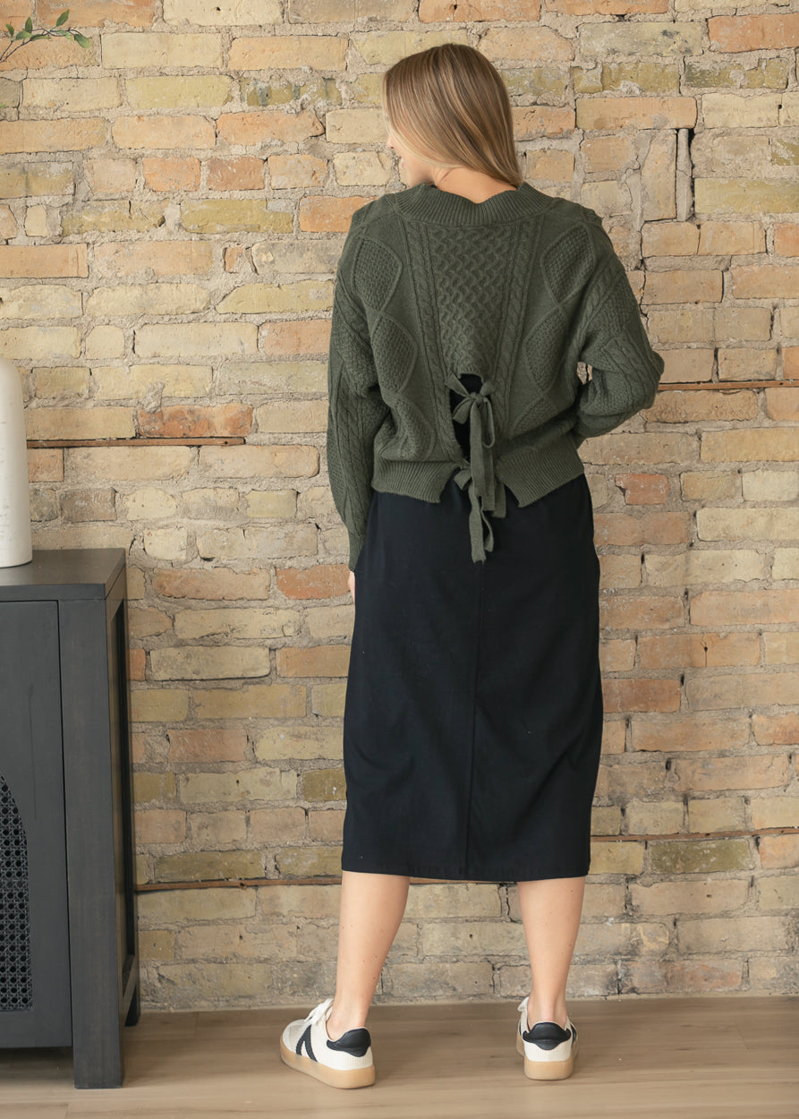 Knit Detail Tie Back Sweater FF Tops