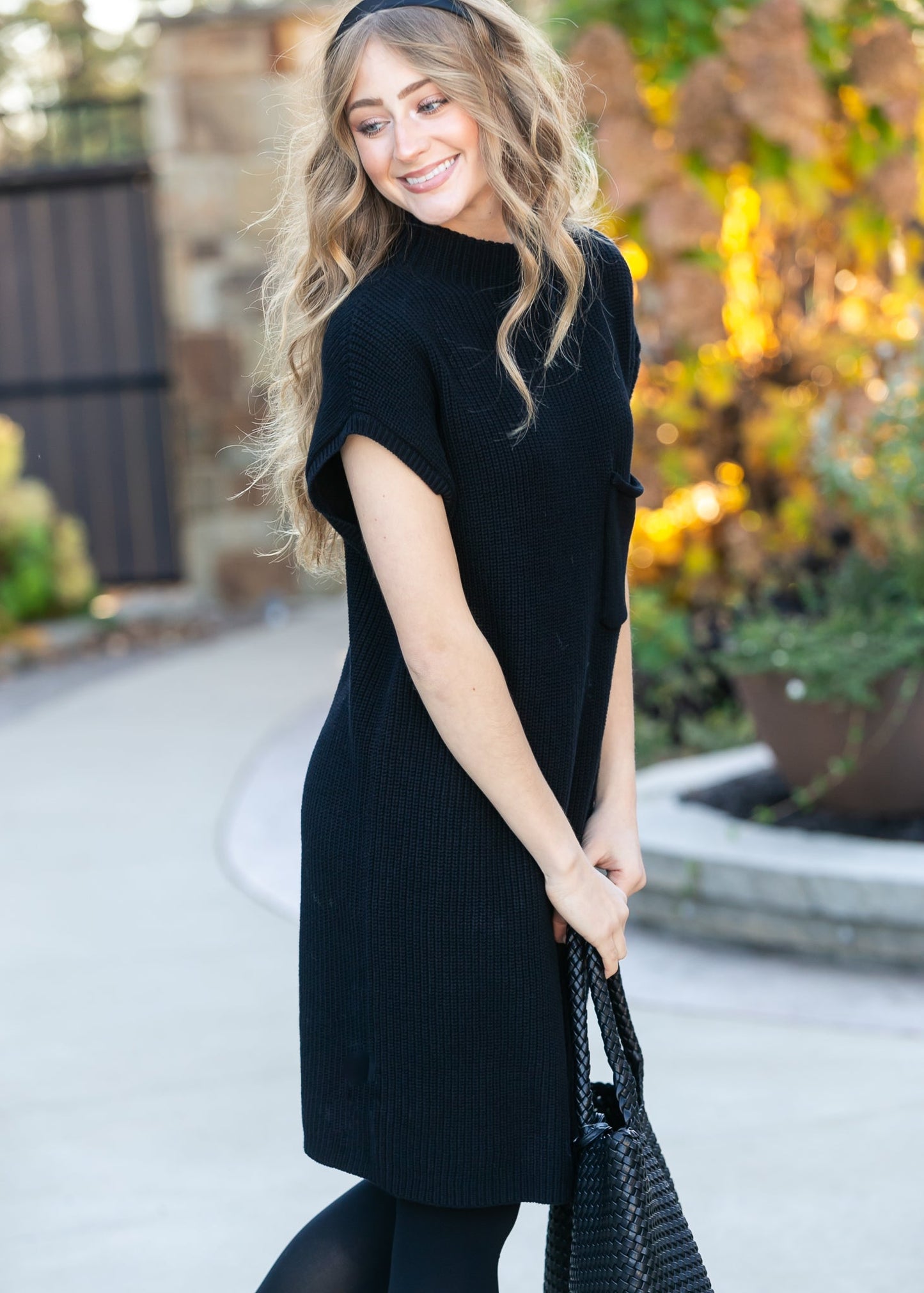Knit Mock Neck Sweater Midi Dress FF Dresses