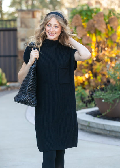Knit Mock Neck Sweater Midi Dress FF Dresses