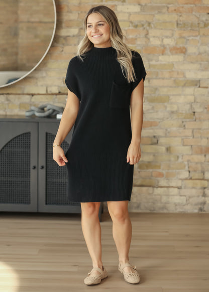 Knit Mock Neck Sweater Midi Dress FF Dresses
