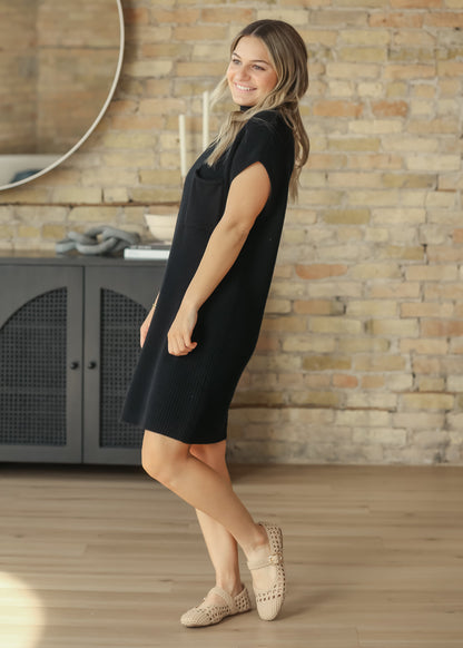 Knit Mock Neck Sweater Midi Dress FF Dresses