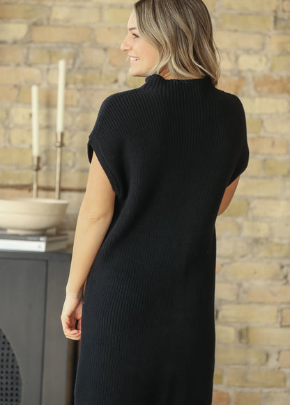 Knit Mock Neck Sweater Midi Dress FF Dresses