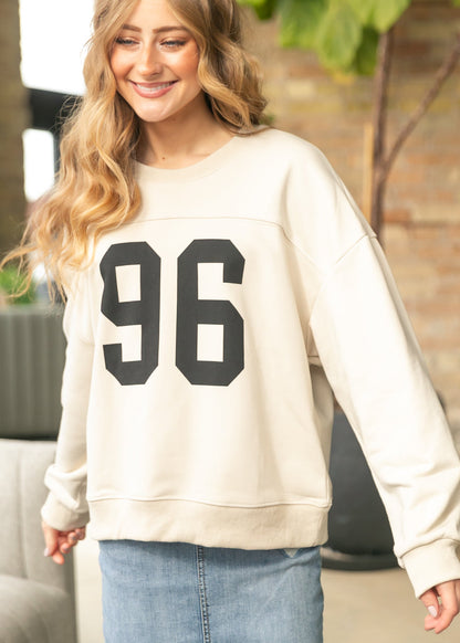 Knit Printed Number Graphic Sweatshirt FF Tops