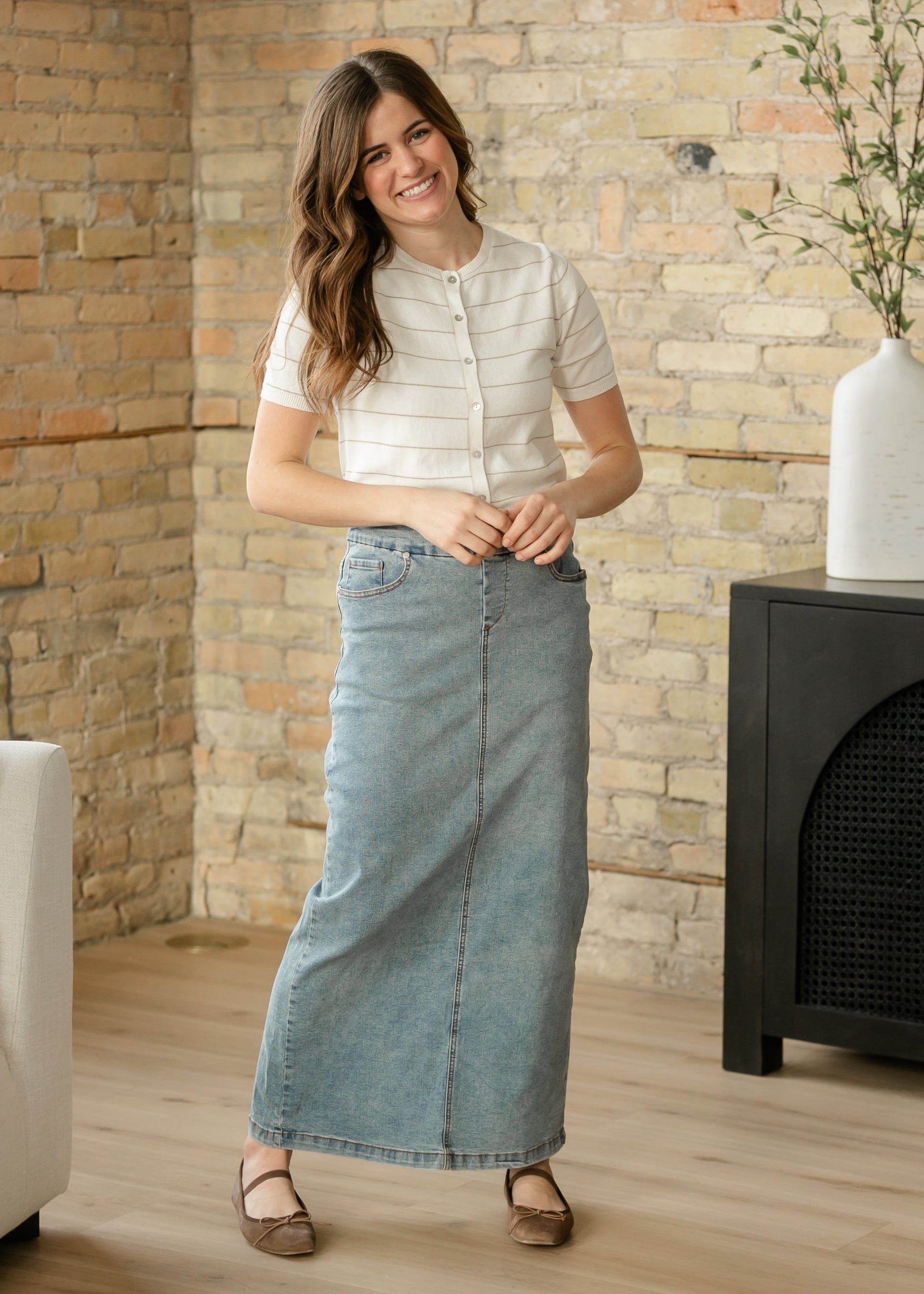 Knit Short Sleeve Button Up Top FF Tops