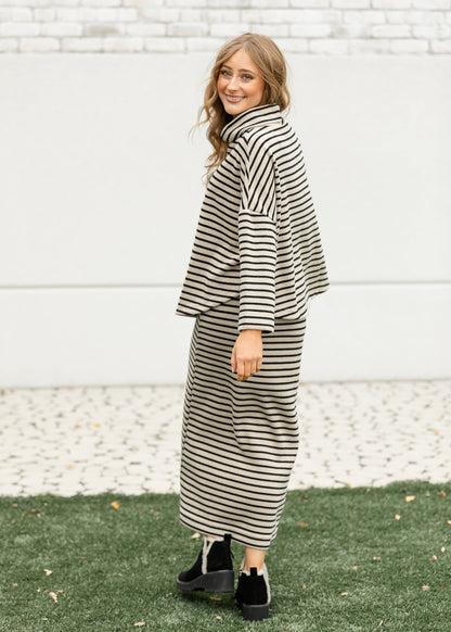 Knit Striped Pencil Maxi Skirt FF Skirts