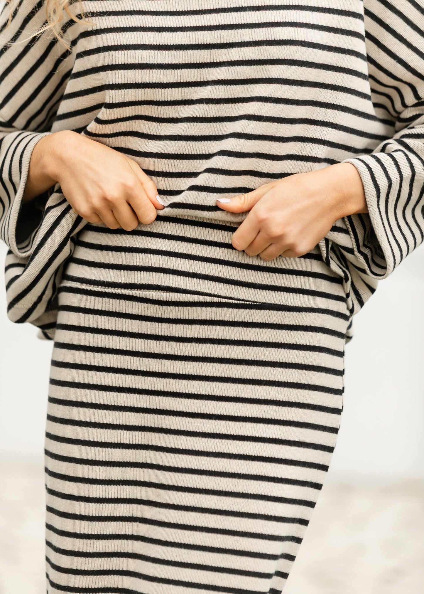 Knit Striped Pencil Maxi Skirt FF Skirts