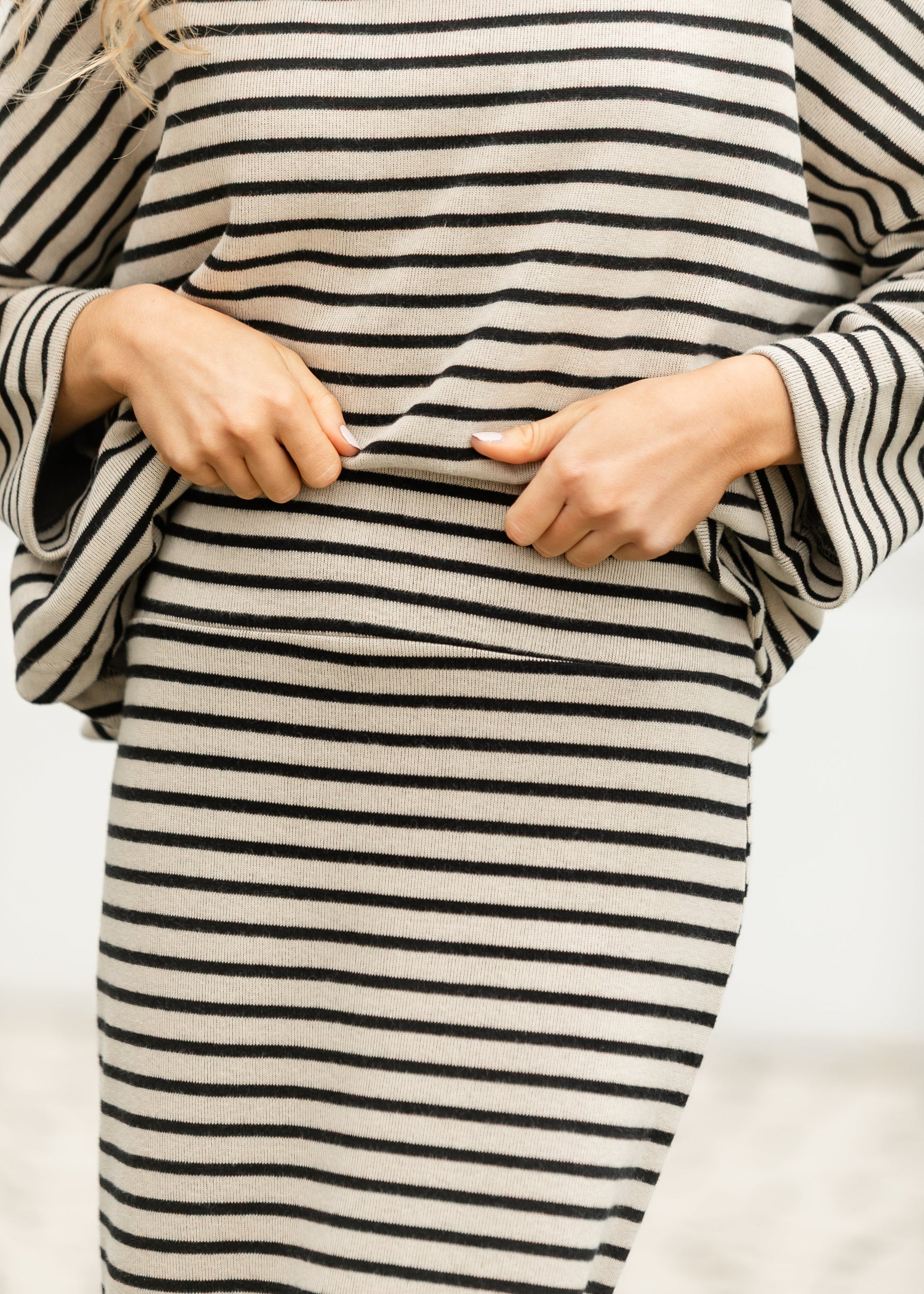 Knit Striped Pencil Maxi Skirt FF Skirts