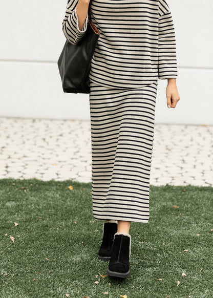 Knit Striped Pencil Maxi Skirt FF Skirts