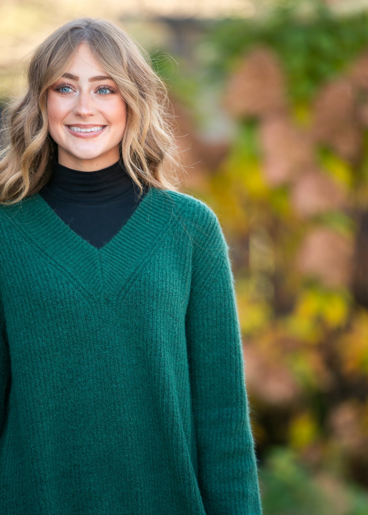 Knit V-Neck Sweater Midi Dress