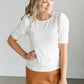 Knit White Princess Sleeve Top FF Tops