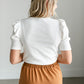 Knit White Princess Sleeve Top FF Tops