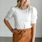 Knit White Princess Sleeve Top FF Tops
