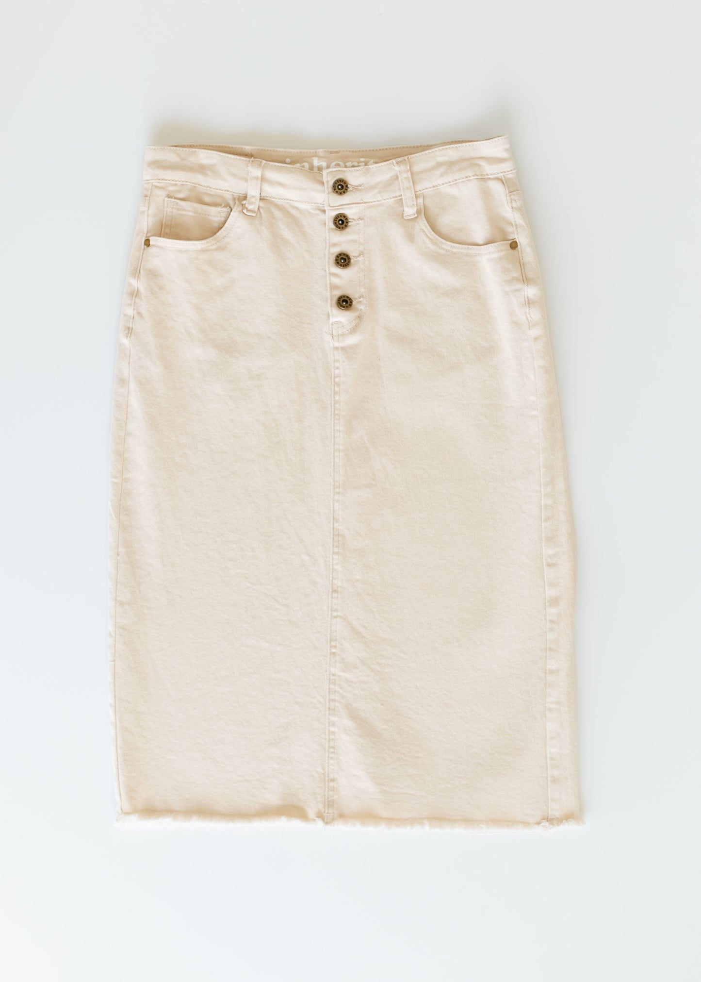 Kobe Raw Hem Denim Midi Skirt IC Skirts
