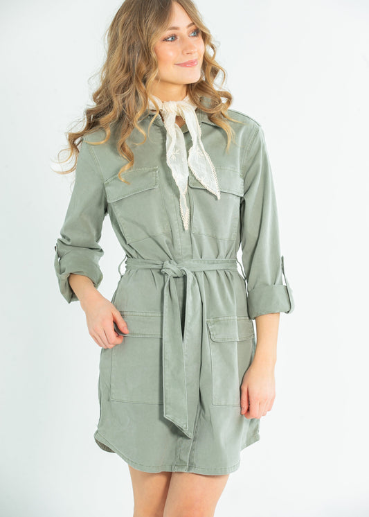 Kut from the Kloth® Alva Cargo Belted Midi Dress FF Dresses