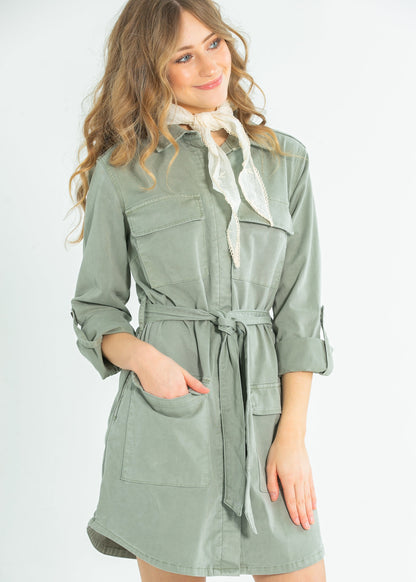 Kut from the Kloth® Alva Cargo Belted Midi Dress FF Dresses