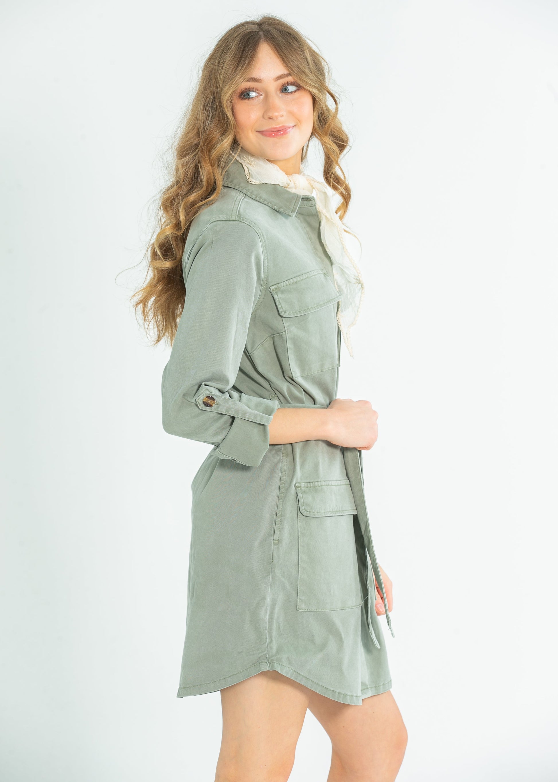 Kut from the Kloth® Alva Cargo Belted Midi Dress FF Dresses