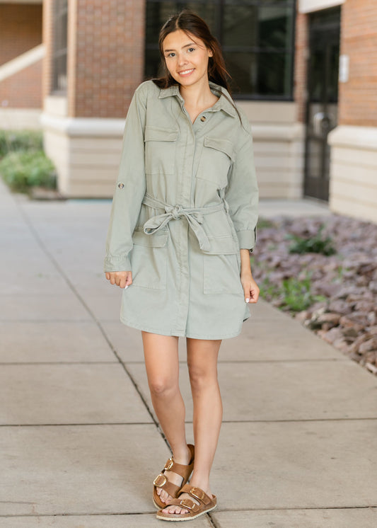 Kut from the Kloth® Alva Cargo Belted Midi Dress FF Dresses