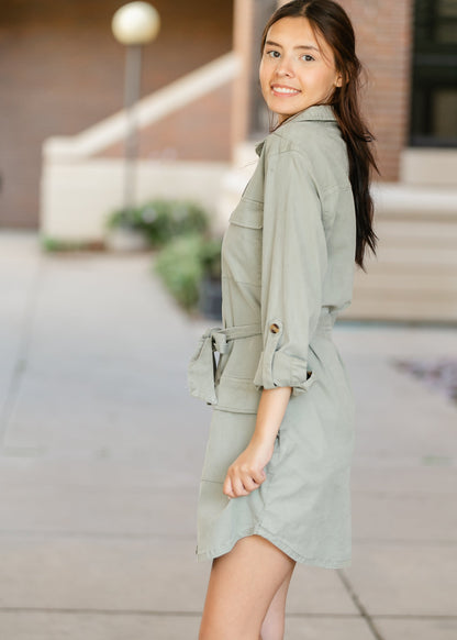 Kut from the Kloth® Alva Cargo Belted Midi Dress FF Dresses