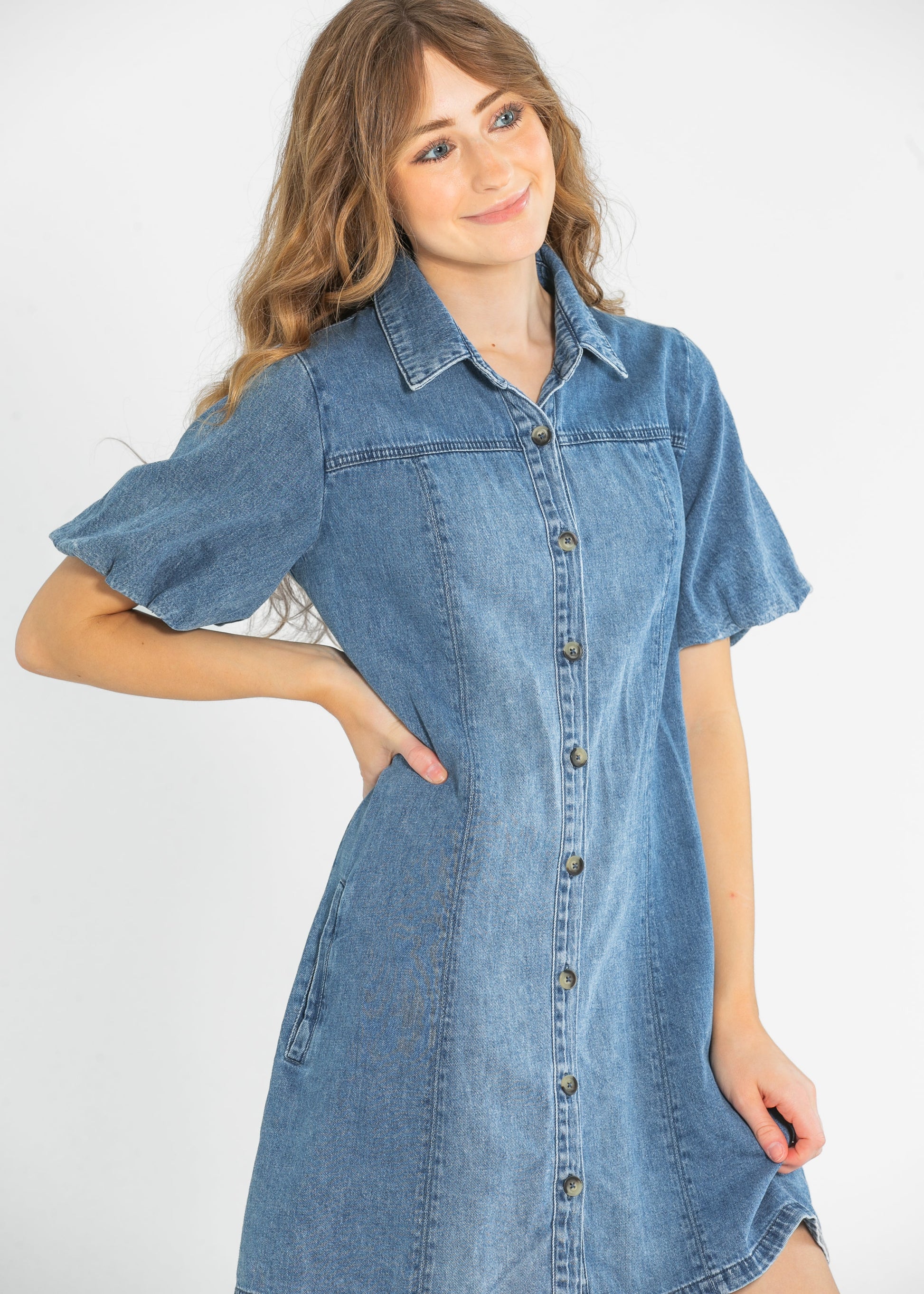 Kut from the Kloth® Blanca Denim Shirt Dress FF Dresses