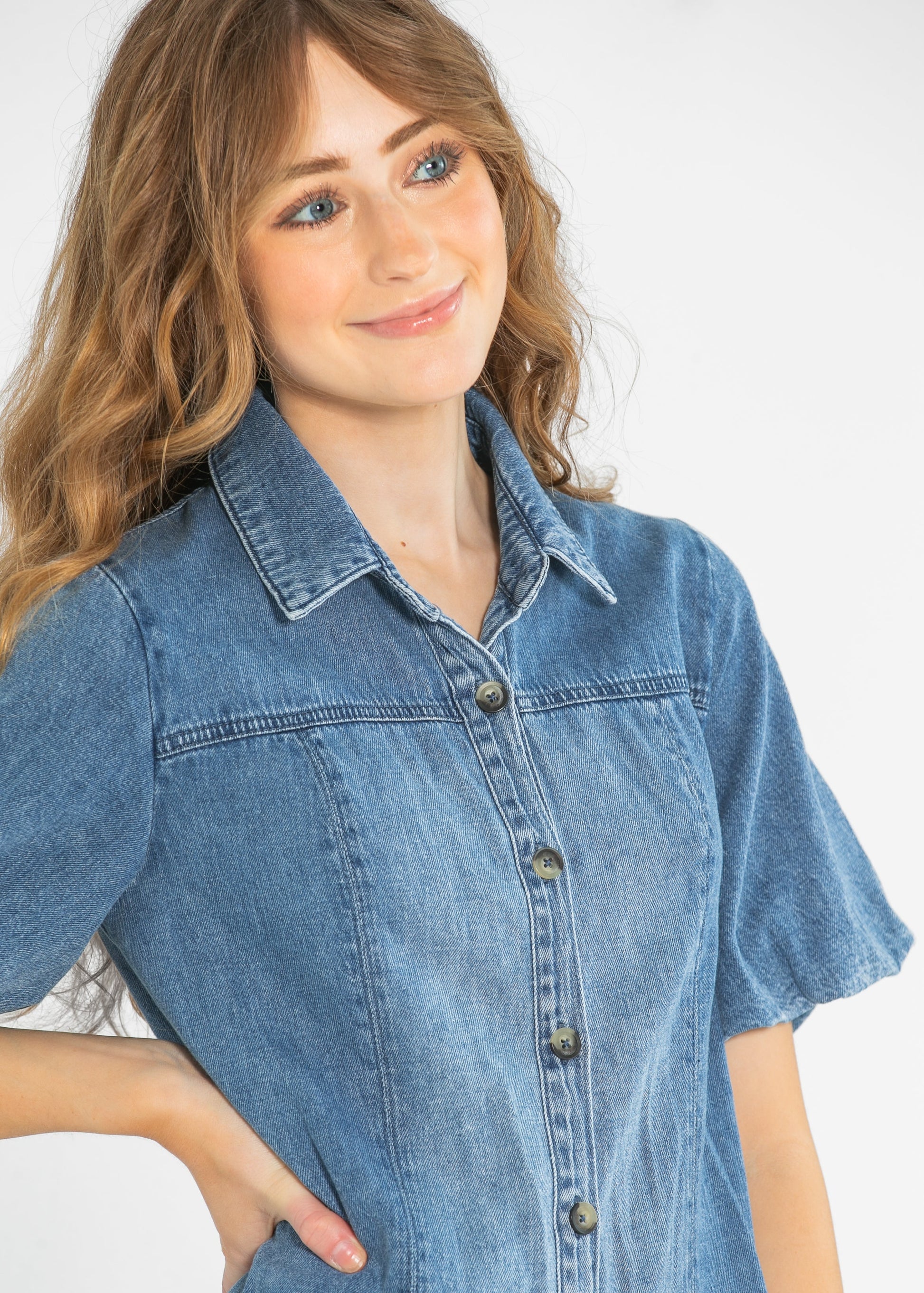 denim shirt dress for ladies KUT from the Kloth Blanca Shirt Dress Large