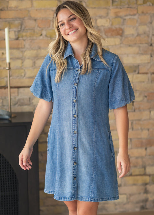 Kut from the Kloth® Blanca Denim Shirt Dress FF Dresses
