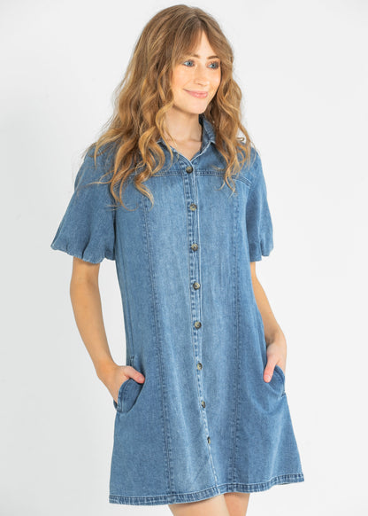 Kut from the Kloth® Blanca Denim Shirt Dress FF Dresses XS